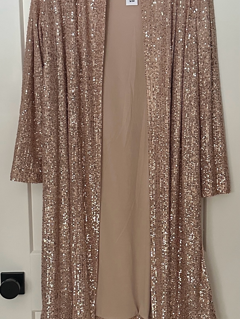 NWT BB Dakota Steve Madden Rose Gold Sequin Open Robe